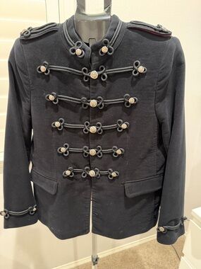 ZARA Archive Velvet Military Napoleon Jacket - Hussar Blazer Black Silver
